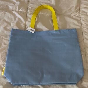 Clinique Light Blue Tote with Yellow Handles